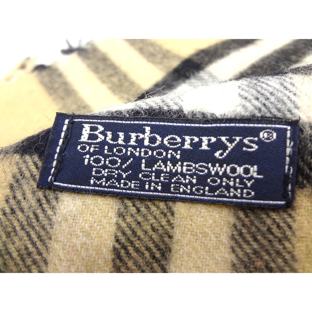 Burberrys of London Scarf Vintage Nova Check Tan 100% Lambswool Made in England